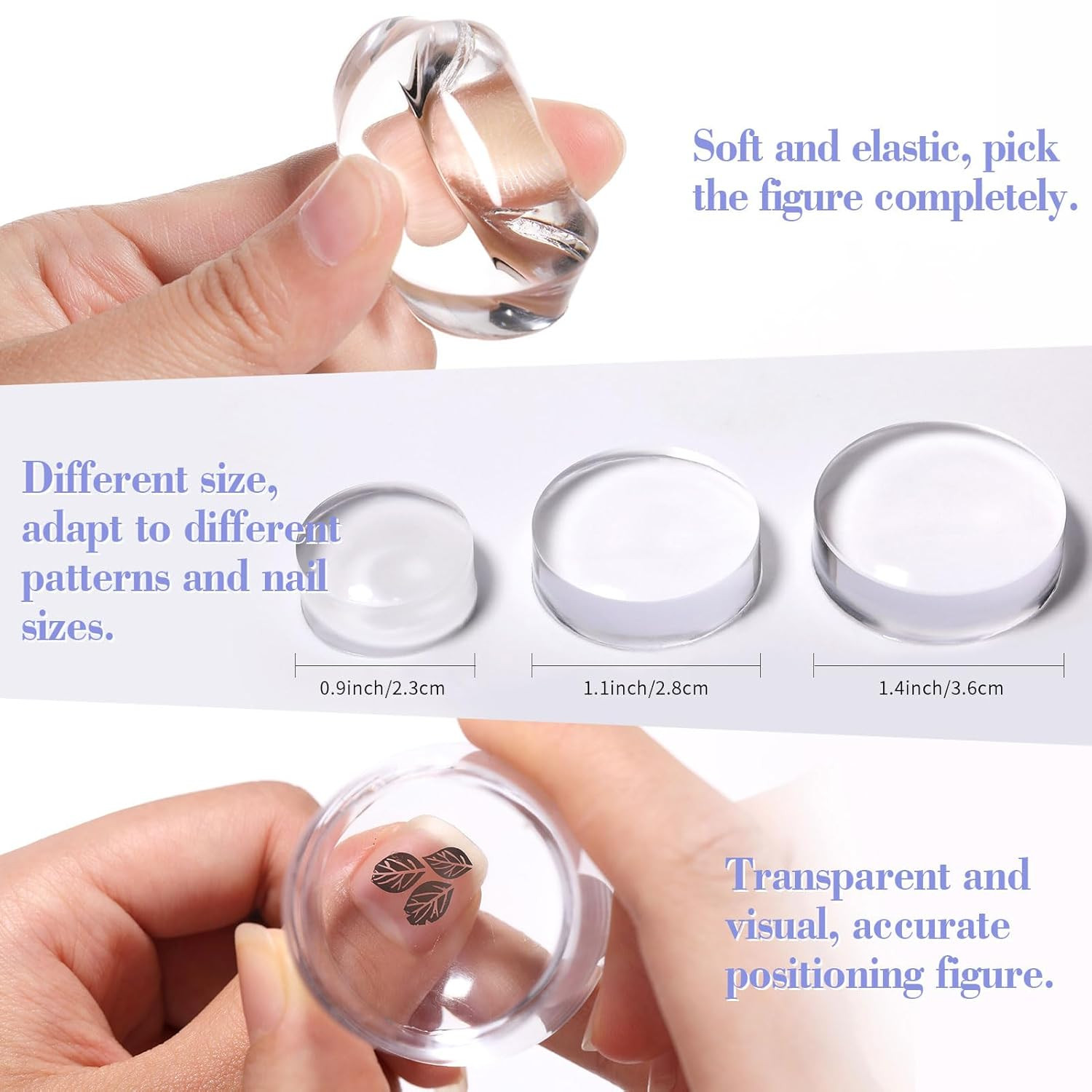 French Tip Nail Stamp, 6PCS Art Stamper with Scrapers, Silicone Stamping Long &