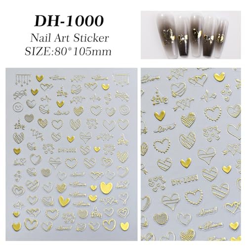 7 Sheets Heart Nail Stickers for Nail Art Valentine’s Day Nail Decals Style-5