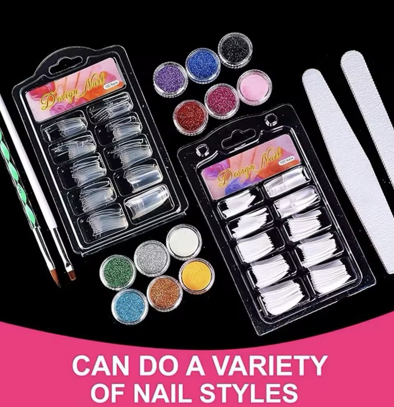 Acrylic Nail Kit with UV Lamp, Acrylic Powder & Liquid Set for Gel Nails DIY Gif