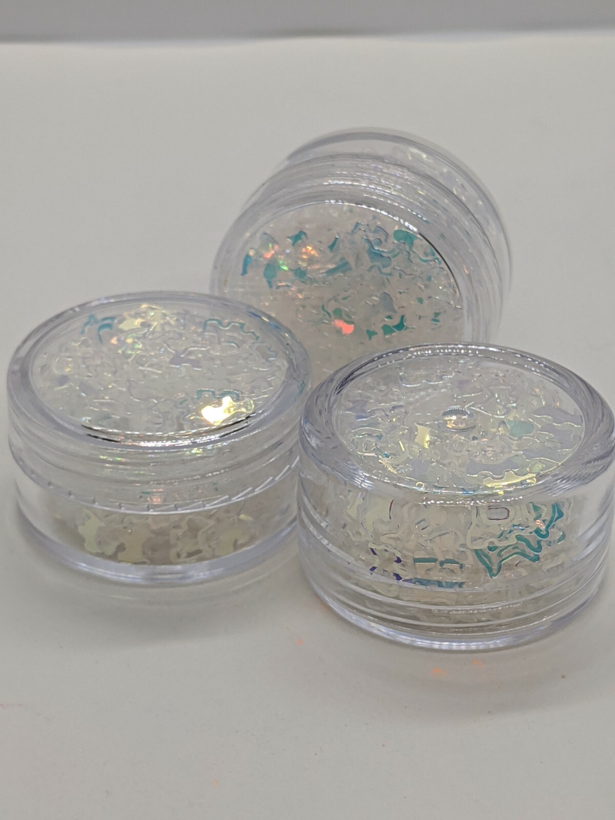 Iridescent White/AB Scottie dog shape Nail Art Embellishment Sequins, UK Seller.