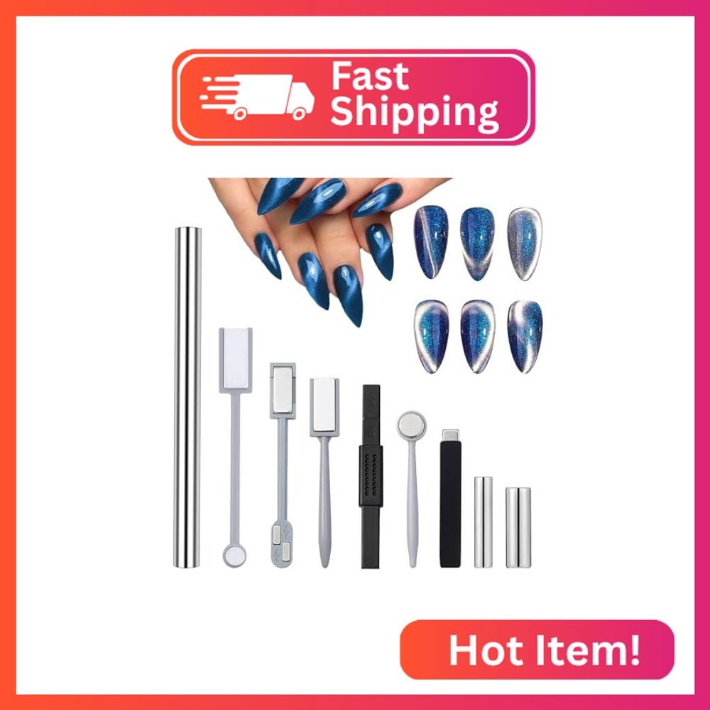 YECIRALA 9PCS Mix-Style Cat Eye Nail Magnet For Nails Cylinder Cat Eye Magnet Fo