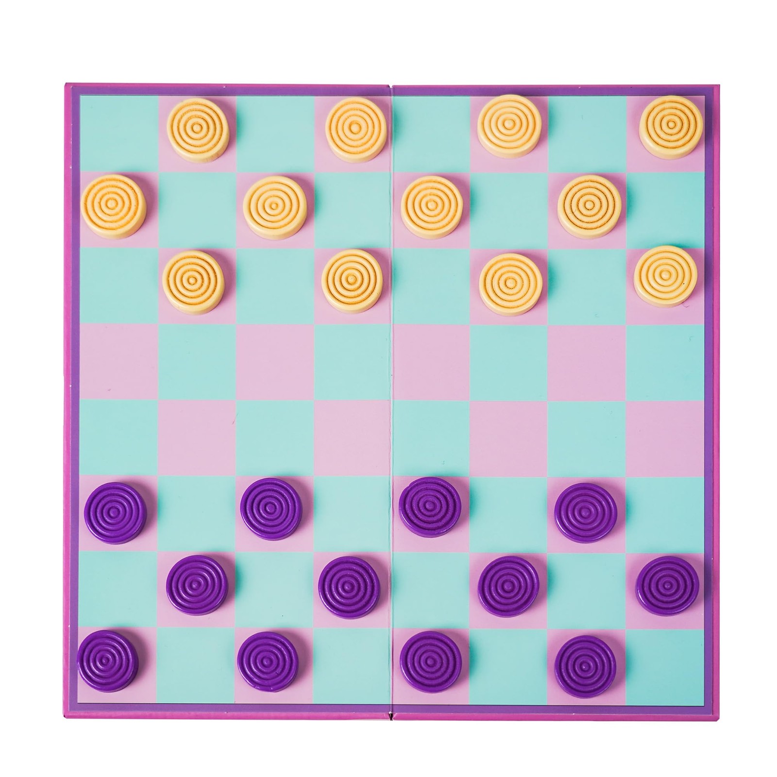 YOBRO Colorful Checkers Board Game, Portable Large, Purple,green,pink,beige