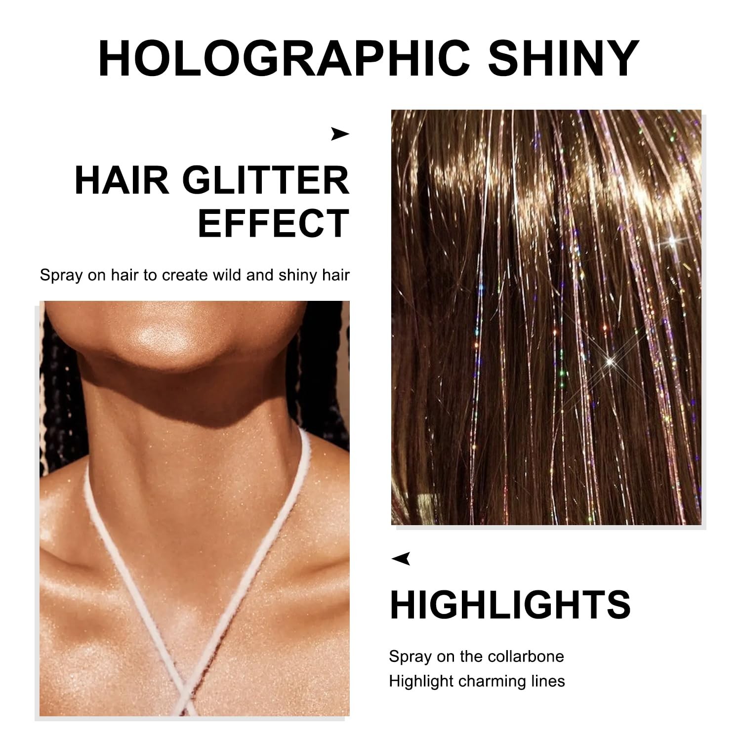 Hair and Body Glitter Spray, 1PC Glint-Rainbow Glitter Hairspray Dry Powder M…