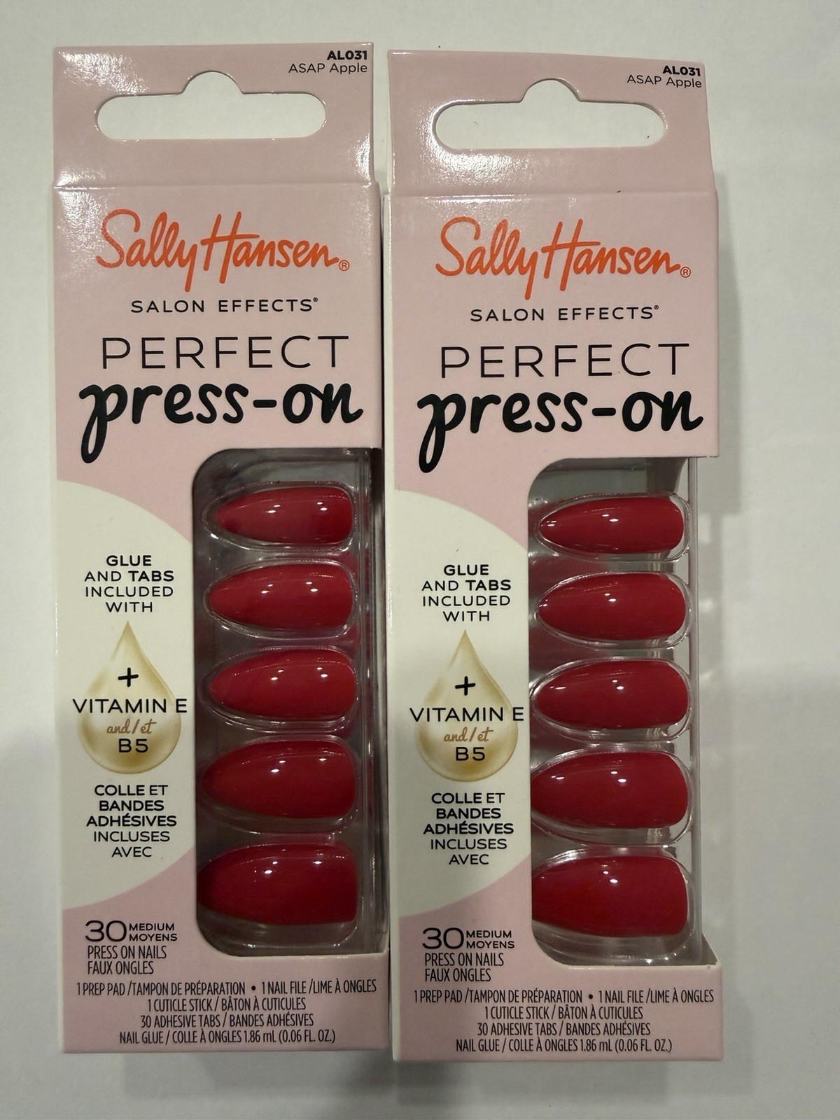 2 PACK Sally Hansen Salon Effects Perfect Press-On Nails, ASAP Apple AL031