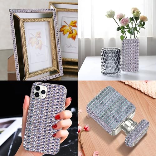 4Rolls Self Adhesive Crystal Rhinestone Strips, Rhinestone Ribbon Dark Blue