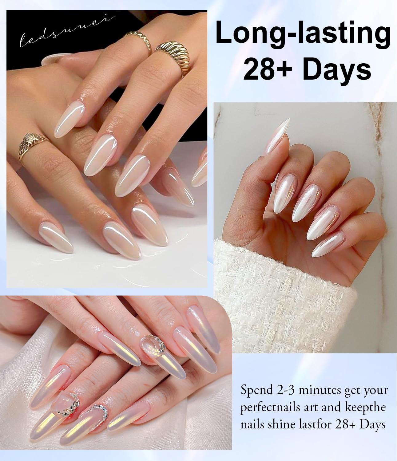 Pearl Chrome Nail Powder -【0.8G Super Pearl Effect】Chrome Powder for Nails Iride