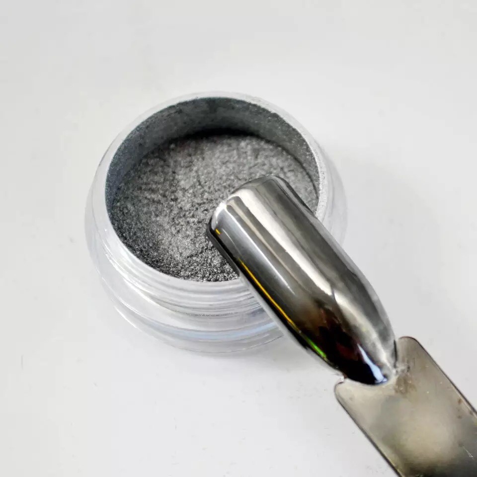 Black Silver Chrome Mirror Nail Powder Set 2pcs Shiny Metallic Effect Manicure