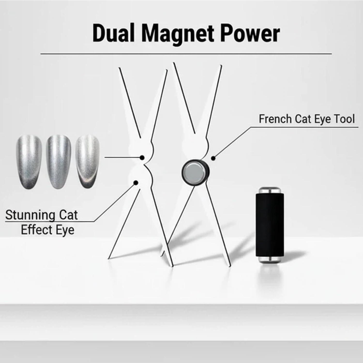 Cat Eye Nail Magnet Tool, 2-In-1 Scissor Shape for French Effect with Cylindrica