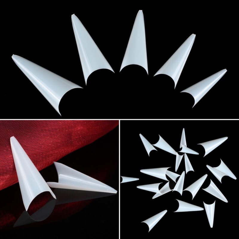 500PCS Half Cover French STILETTO FALSE NAILS Salon Manicure DIY Extension Tips