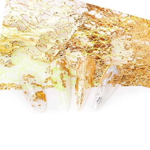 10 Sheets Gold Silver Foil Nail Art Holographic Aluminum Silvery Golden&black