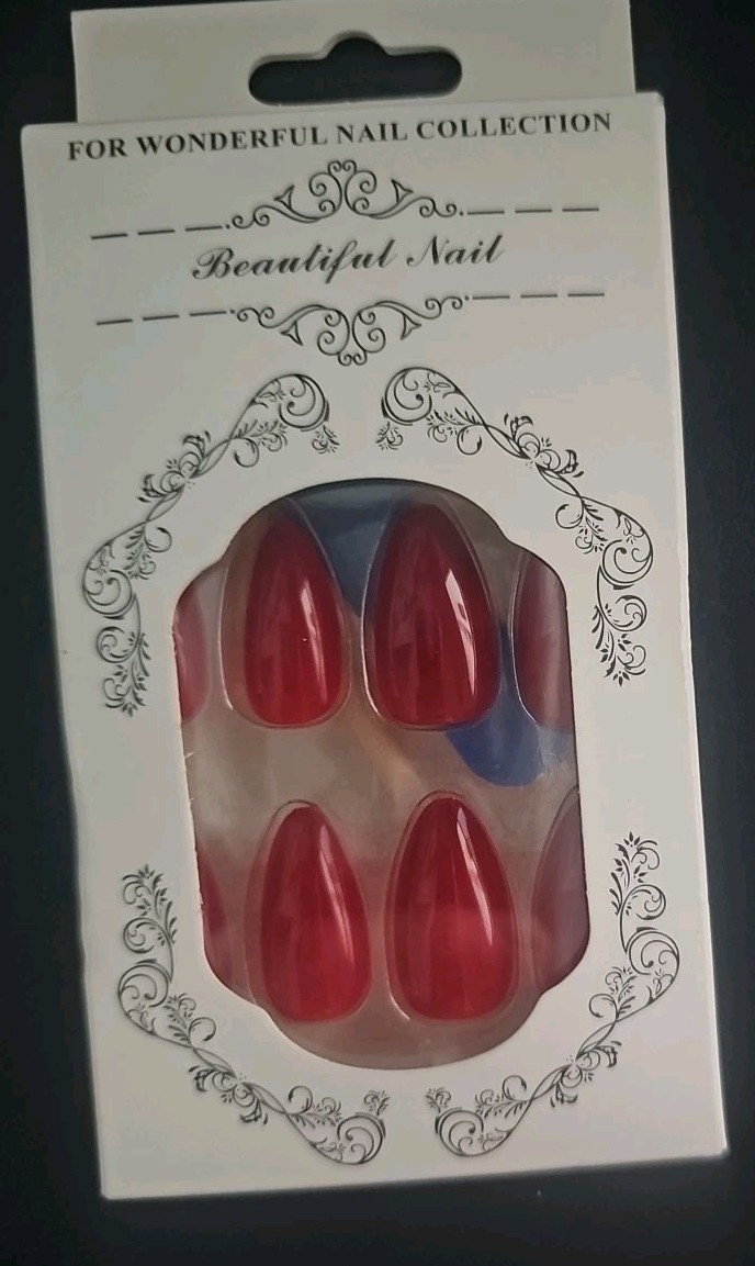 Beautiful Nail Qinvone Press On Nails Deep Red 24 Piece