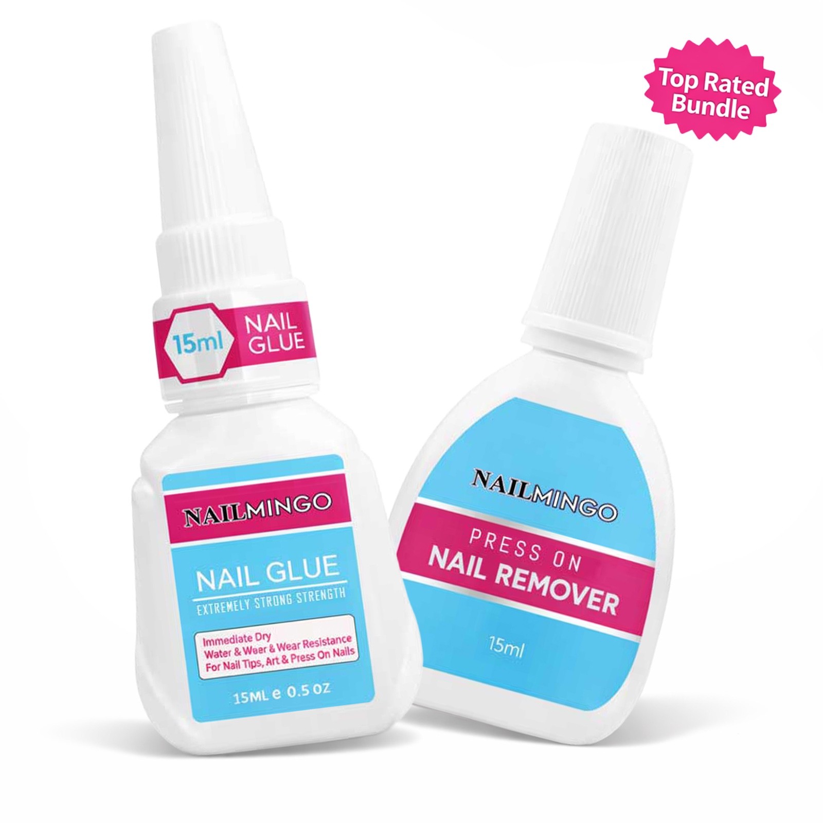 Strong Nail Glue + RemoverBundle Kit for Press On Nails Long Lasting 3 Week Hold