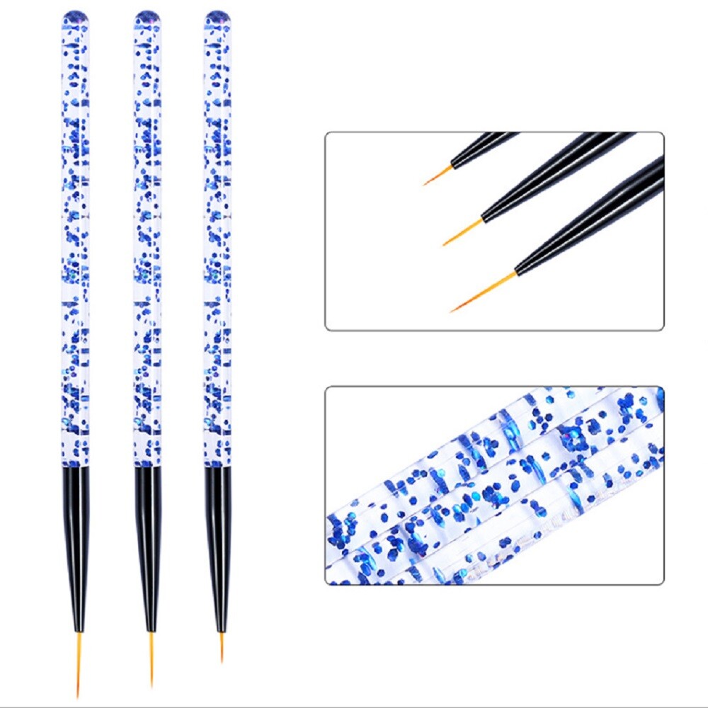 3-Piece Nail Art Liner Brushes Set – Gel Polish Painting Design Brush Pen Kit