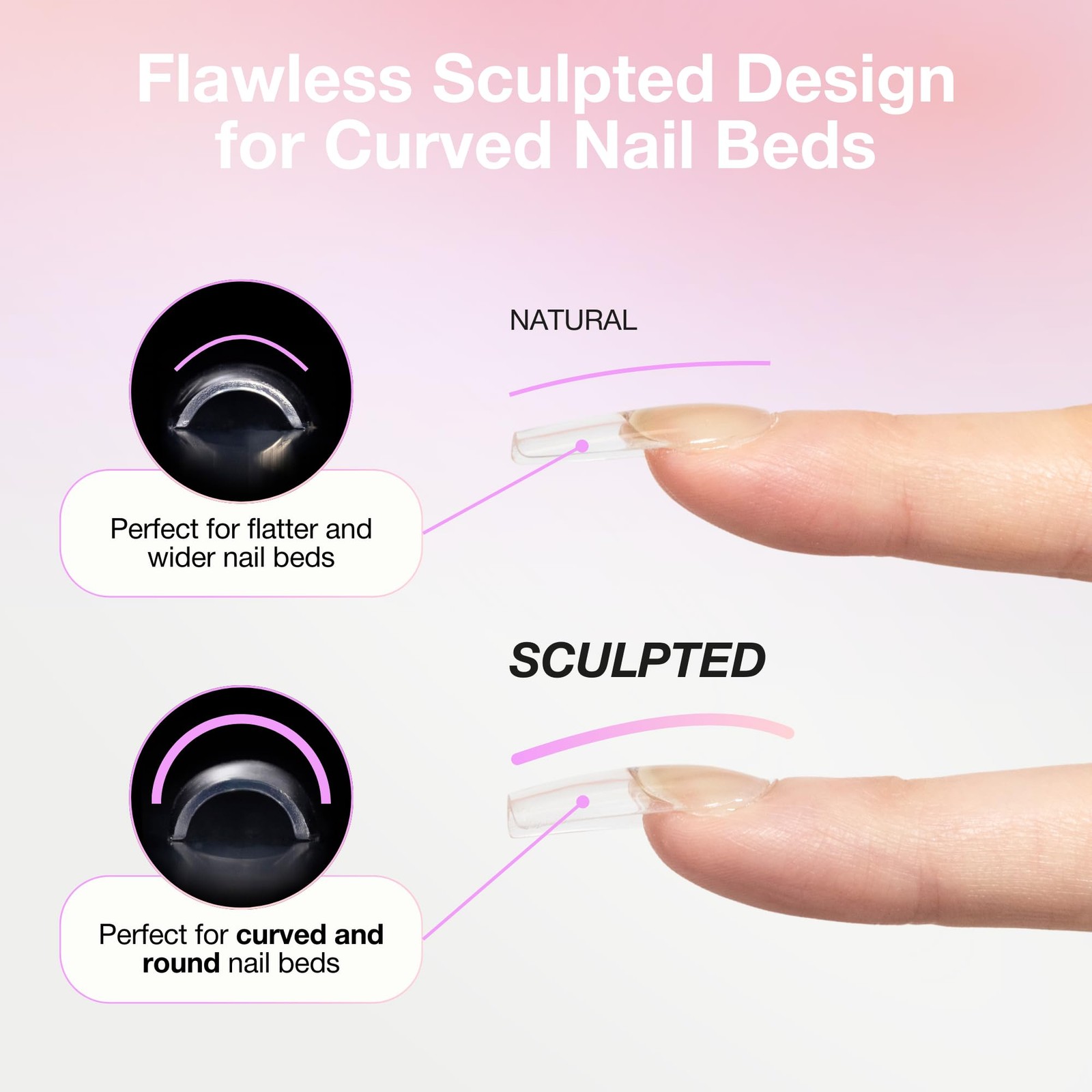 Sculpted Medium Square Nail Tips 420Pcs, Soft Gel 14 Sizes