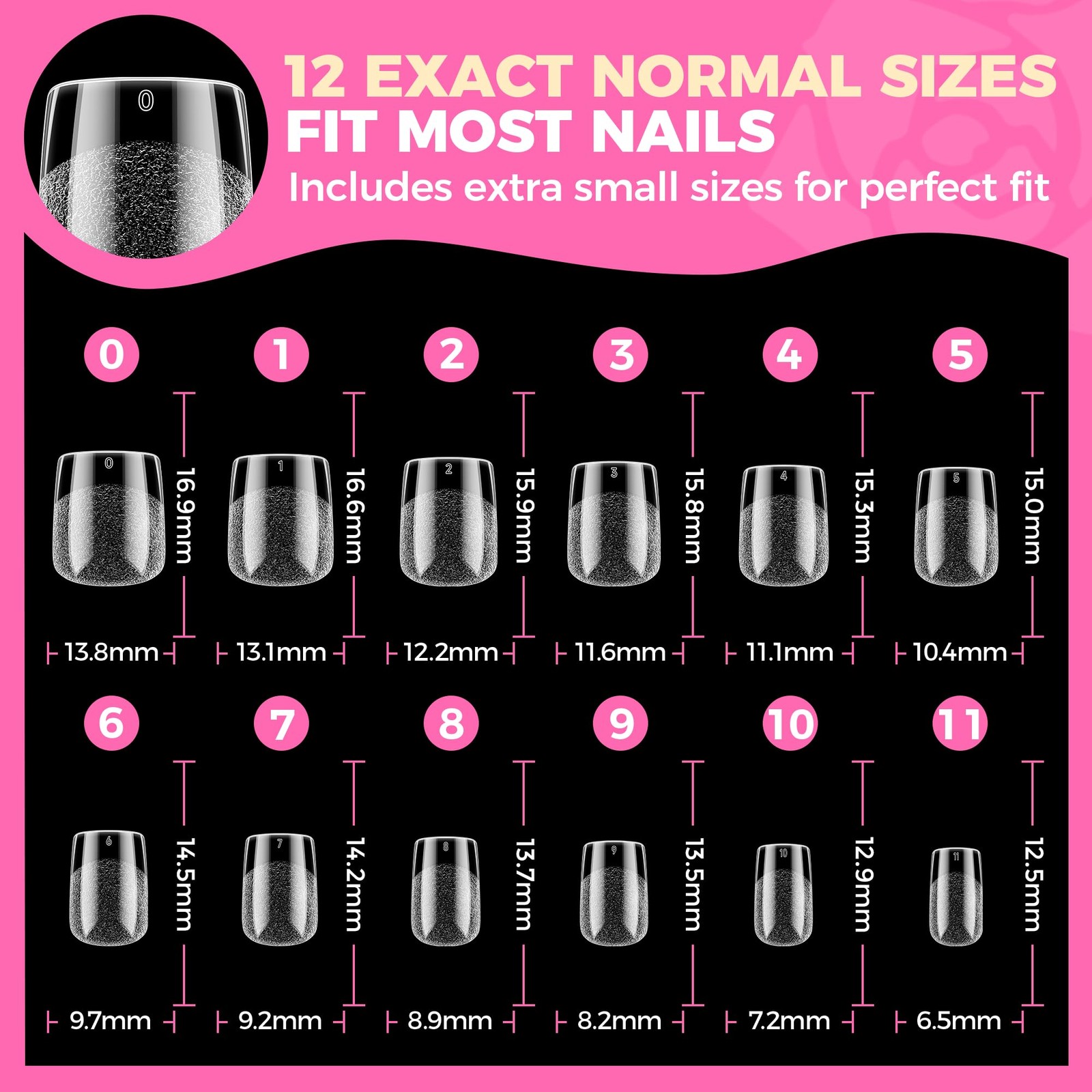 UNA GELLA Extra Short Nail Tips: 504pcs Square 1 Fl Oz (Pack of 1), Clear