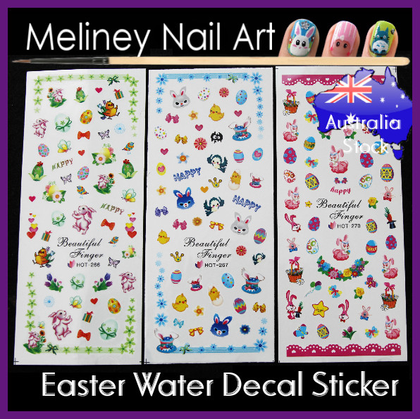 Easter Water Decal Nail Art Stickers Bunny Rabbit Eggs Chicken Holiday Animal