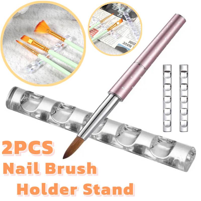 2PCS Acrylic Nail Gell Nail Makeup Brush Holder Painting Brush Pen Stand Holder