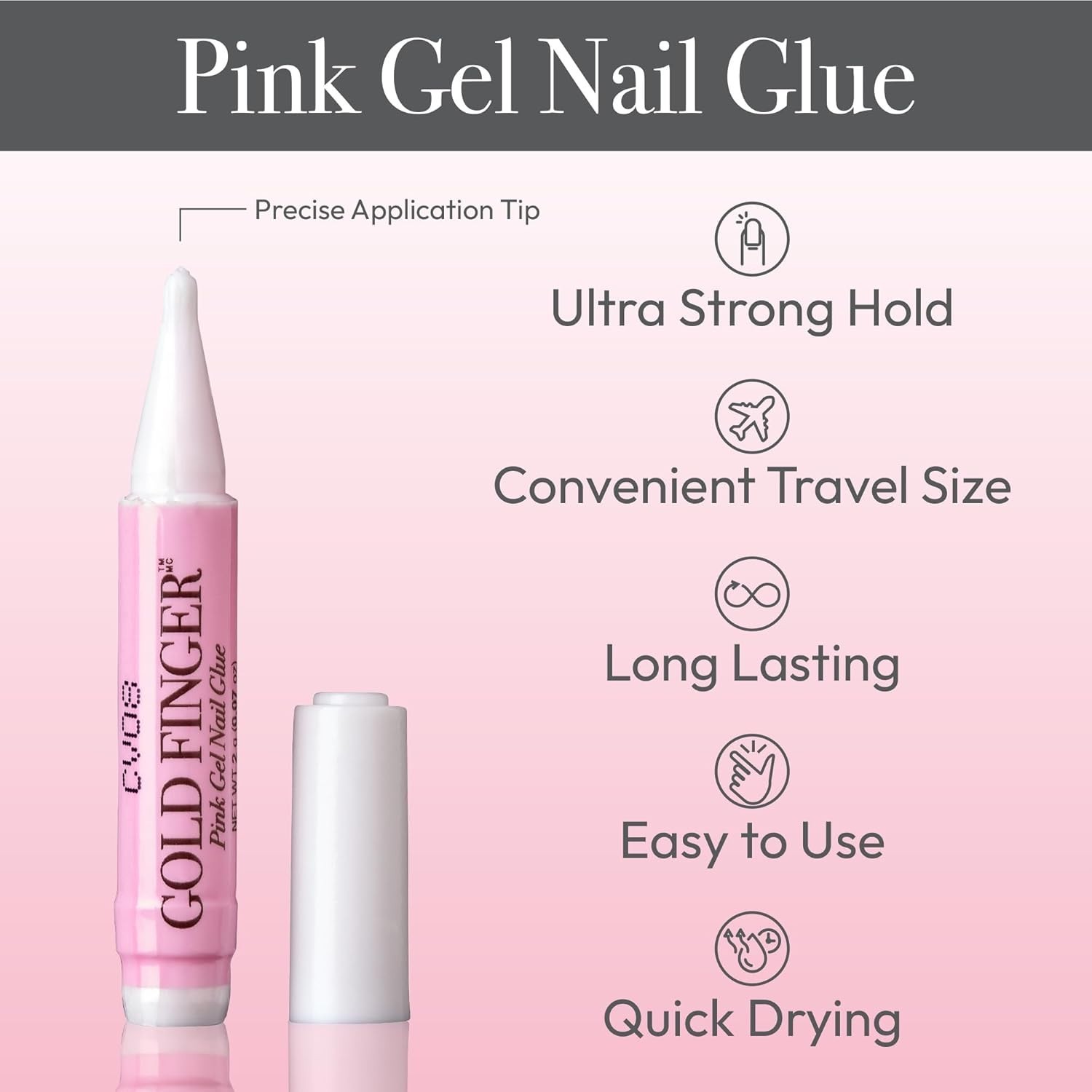 Pro Nail Glue 5-Pack | Fast-Drying, Super Strong, Water-Resistant, Easy Appli…