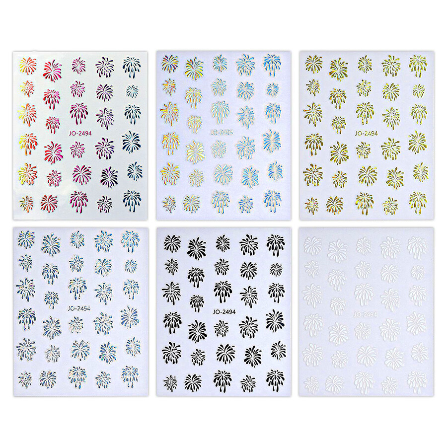 Dazzling Nail Art Stickers, Trendy Cat Eye Fireworks Decals, Glitter Flake Set