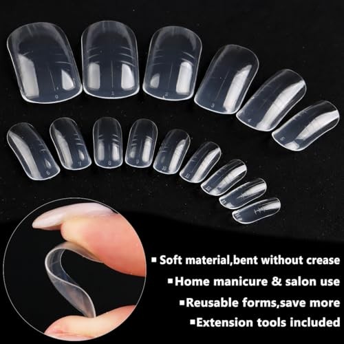 300PCS Toenail Extension Dual Form for Poly Gel, Full Cover Square French
