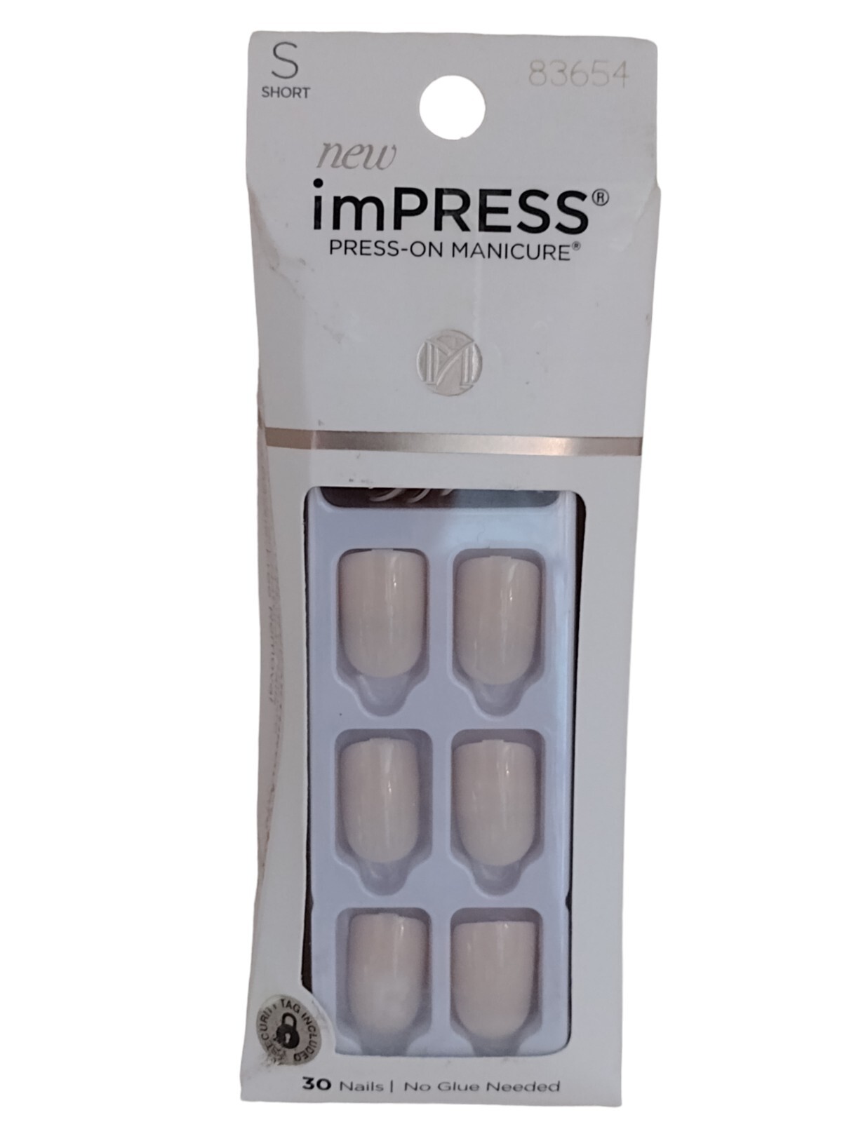 Kiss ImPRESS PEEL & PRESS ON NO GLUE MANI MANICURE 30 Short Nails BARE FRENCH