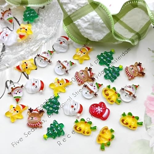 70 Pcs Santa Claus Elk Christmas Tree Snowman Acrylic Nail Art Style 8