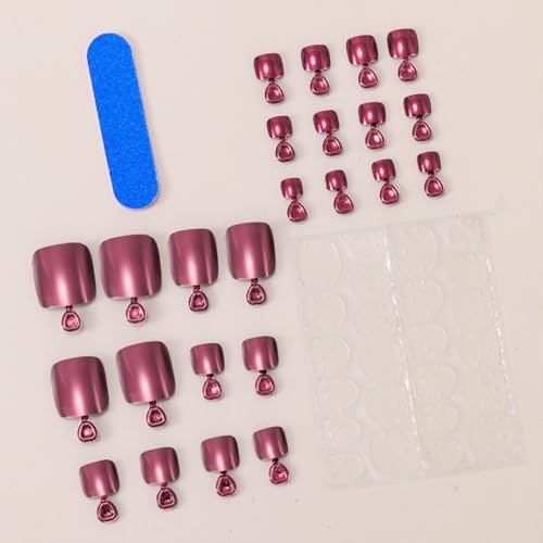 Metallic Pink Press On Toenails Pink Chrome Toe Nail Press Ons toenais-5