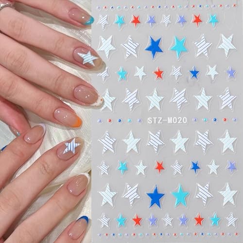 Valentines Red Bow Nails Stickers 3D Star Flower Flower Bow Nails Stickers