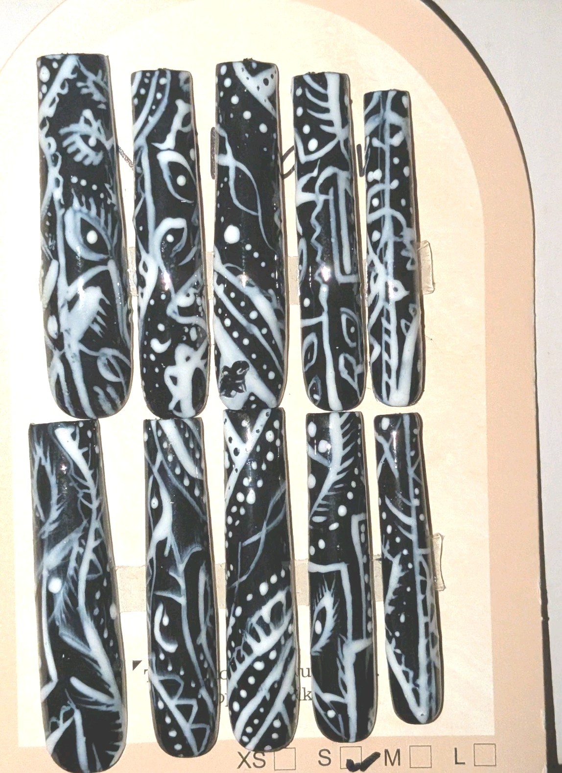 Handmade custom Black Paisley bandanna 10pc 3xl acrylic press on nails Sz Small