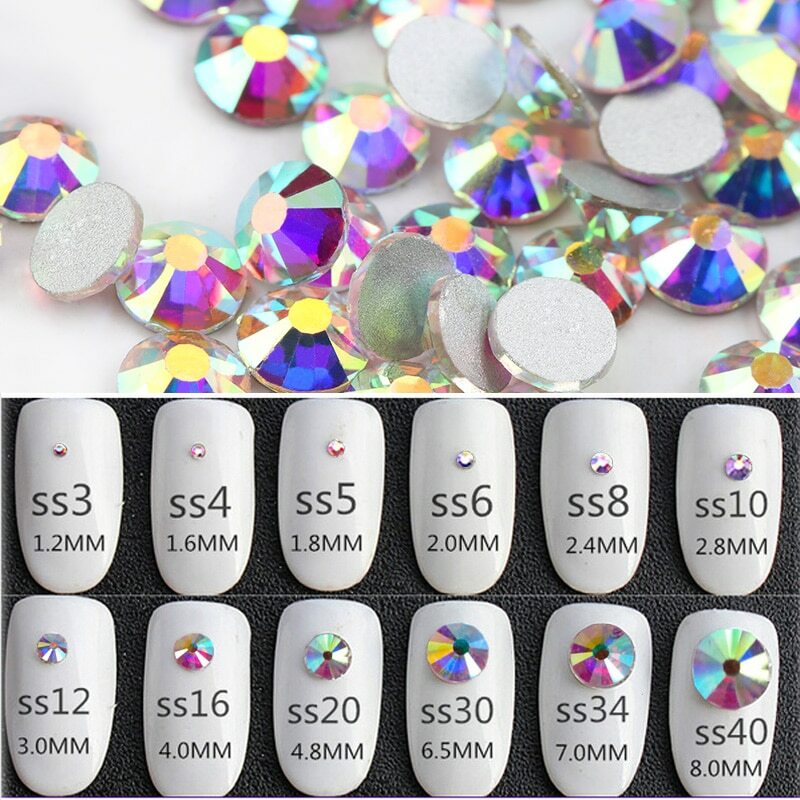 Nail Art Rhinestones Crystal Decoration Flatback 1440pcs Glitter Gems Diamond