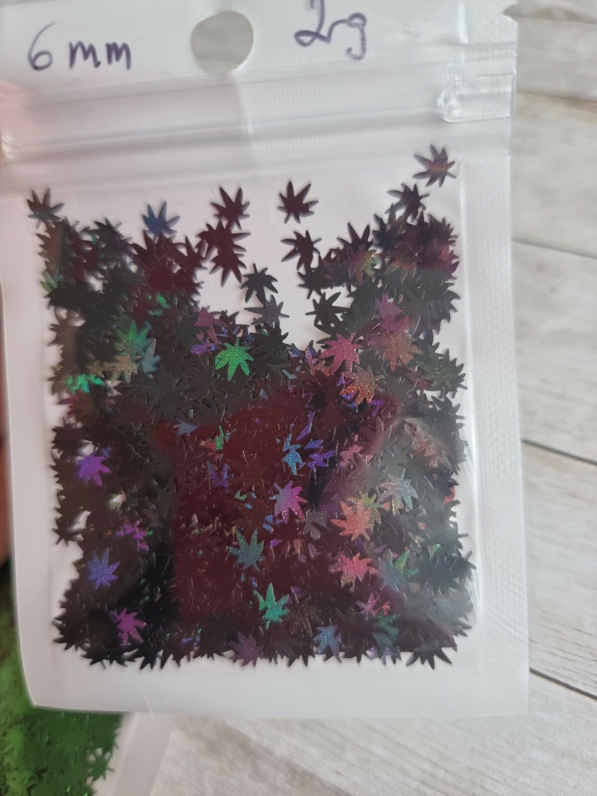 3 Bags Of Weed Leaf Sequins 2g Each Black Holographic Green Light Green Resin