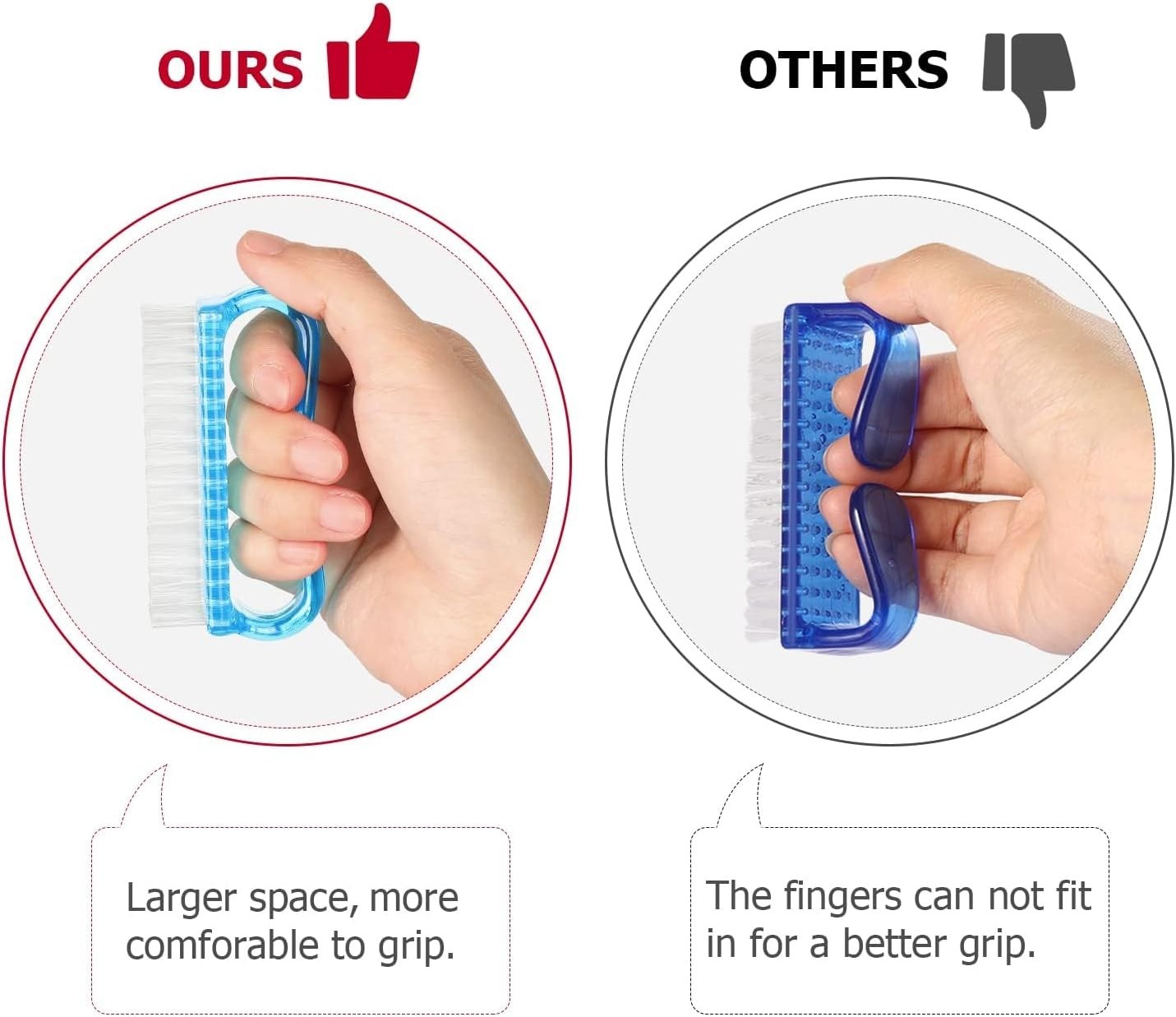 4 Pack Fingernail & Toenail Brush Kit with Practical Grip – Travel Friendly
