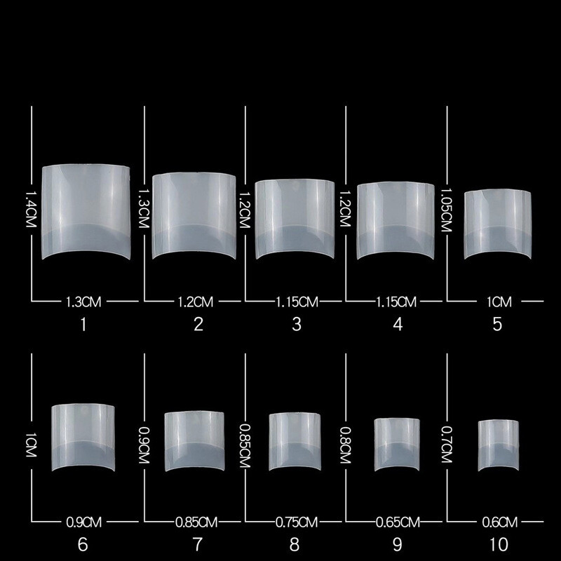 Square Nail Tips Half Cover Natural Clear Acrylic Nails French Short False Nails