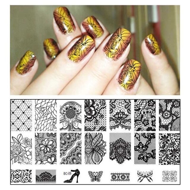1-7 Set Manicure Nail Kit Art Stamping Print Plate Template Stamper + Scraper
