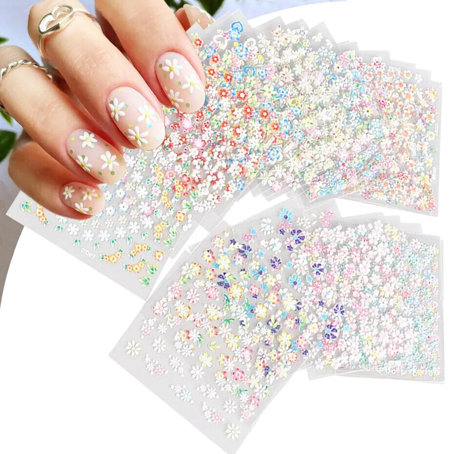 Nail Stickers self adhesive transfer Water Decals Flowers Tribal Jewels Feather