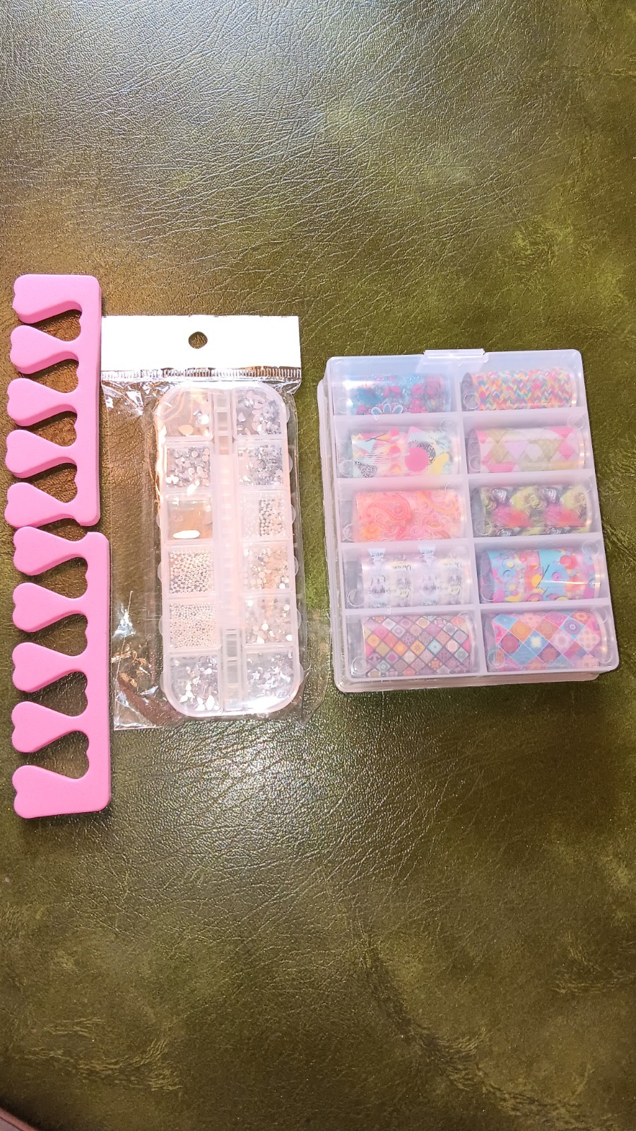 Nail Kit Includes Colorful Foils, Nail Accents In Blue, Silver, Clear, Multiple