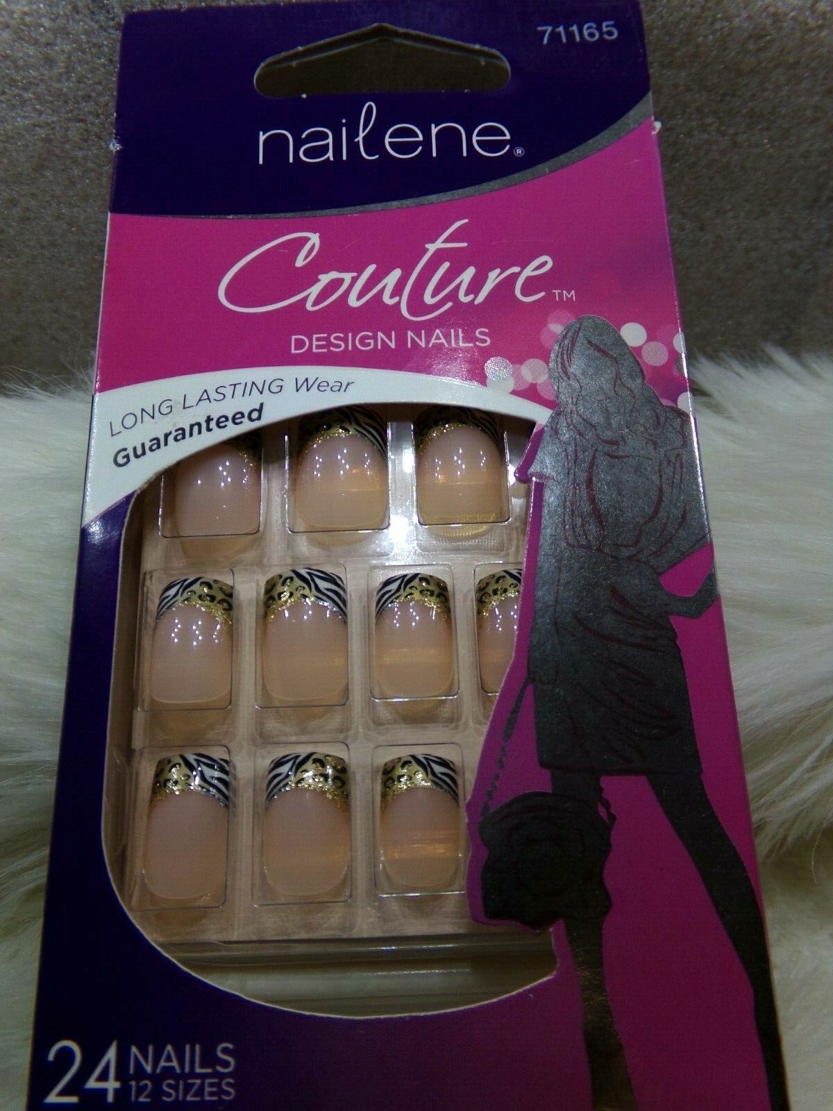 Nailene Animal French Zebra Gold Leopard Artificial Glue On Nail Short