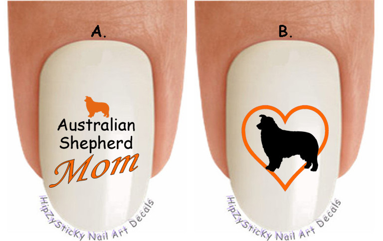 Nail Art 106F DOG BREED Australian Shepherd MOM 2 WaterSlide Nail Decal Transfr