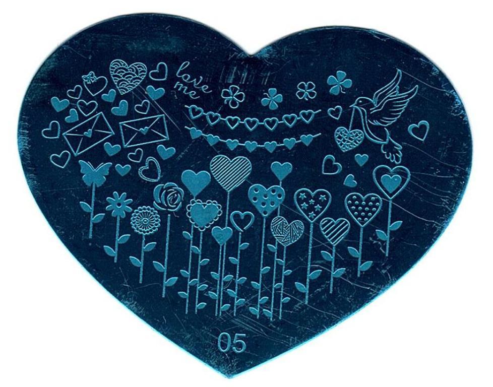 5 Pcs Love Heart Nail Art 5 9 13 17 21 Image Plates Stamper Scraper Set NEW