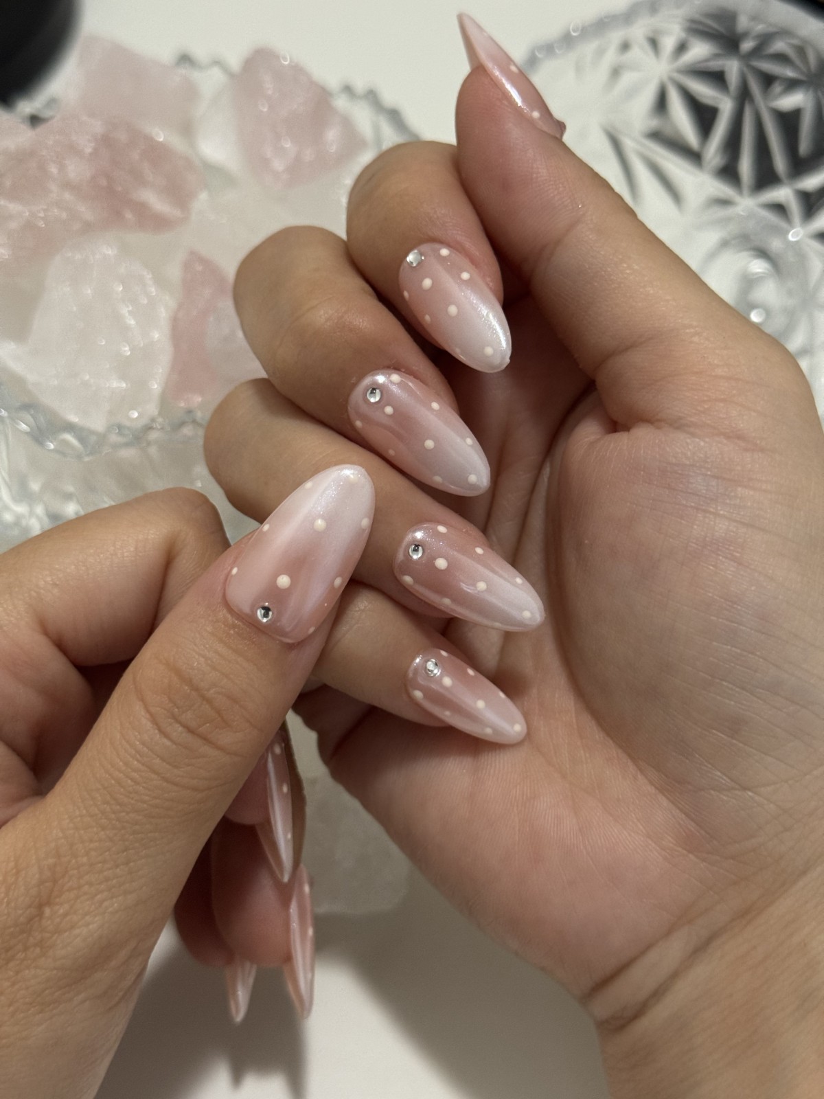 🌙 Luna Nails【Sugar Halo】Press-On Nails | Handmade Reusable 10-Piece Set