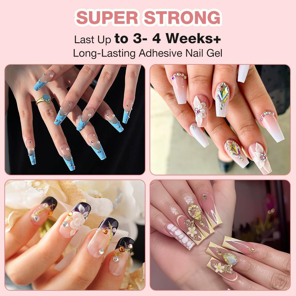 Nail Rhinestone Glue Super Adhesive Gel 10G for Gems and 3D Nail Art, Long Lasti