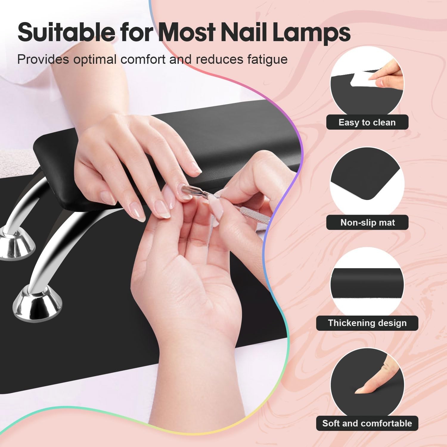 Arm Rest for Nails Tech with Table Mat for Salons and Home Manicures, Soft Micro