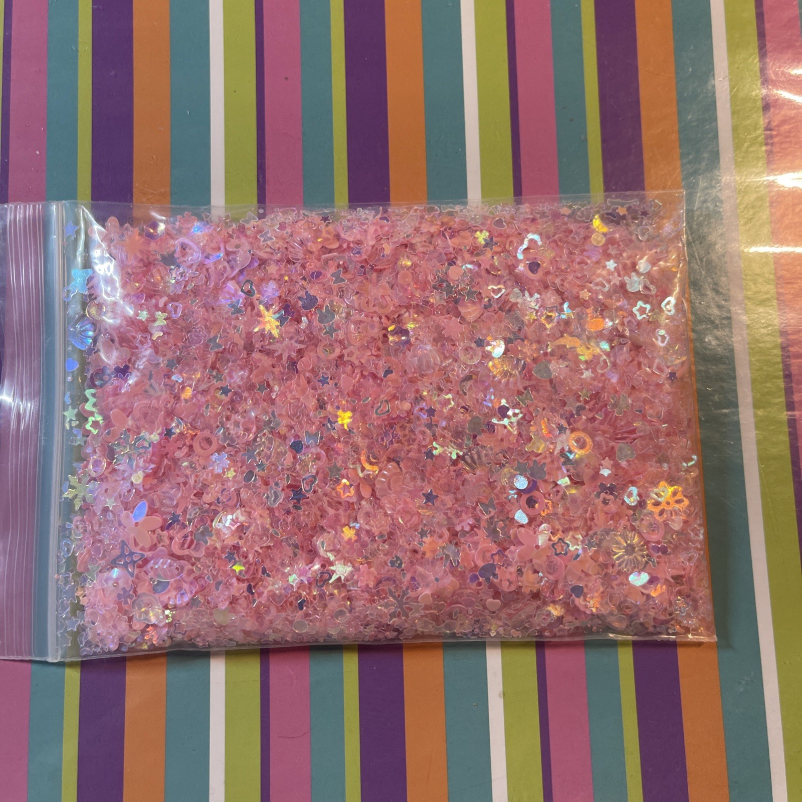 Heart Star Butterfly Craft Sequins Holographic Nail Glitte Confetti Pink-50g
