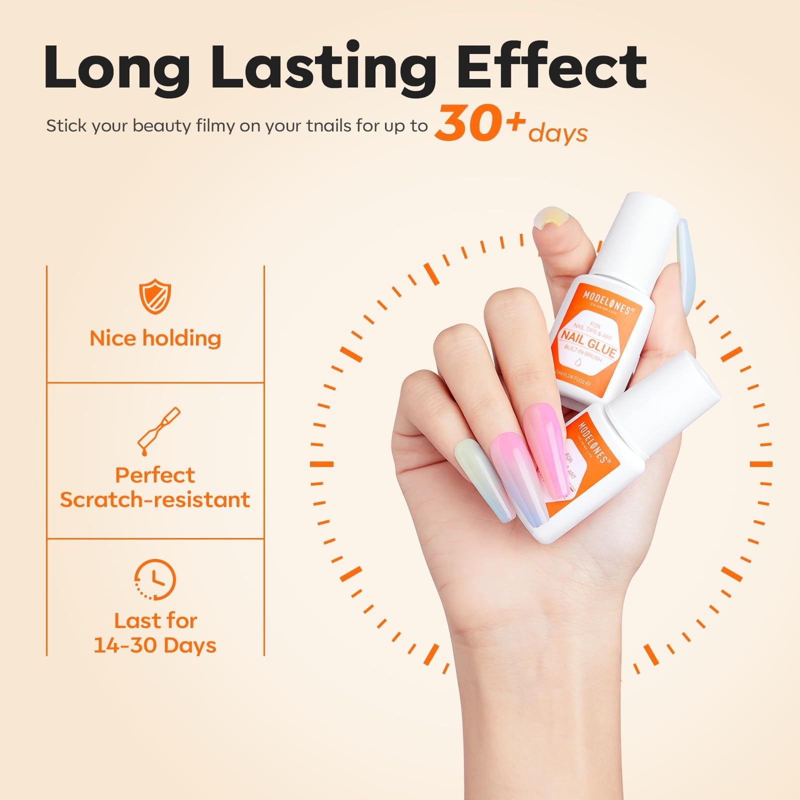 Nail Glue for Press Ons Nails Strong 2pcs 14ml Nails Tips Brush On Long Lasti…