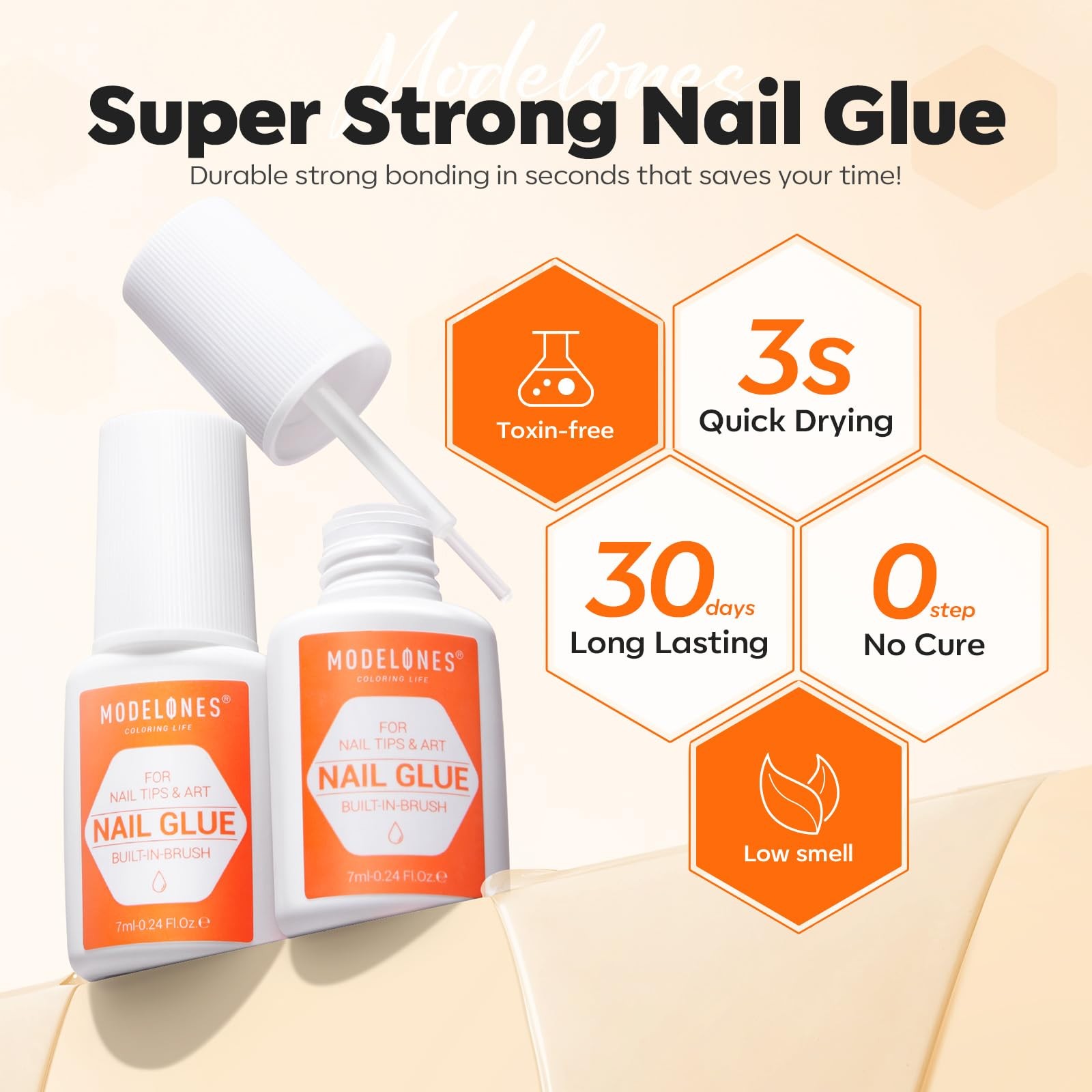Nail Glue for Press Ons Nails Strong 2pcs 14ml Nails Tips Brush On Long Lasti…