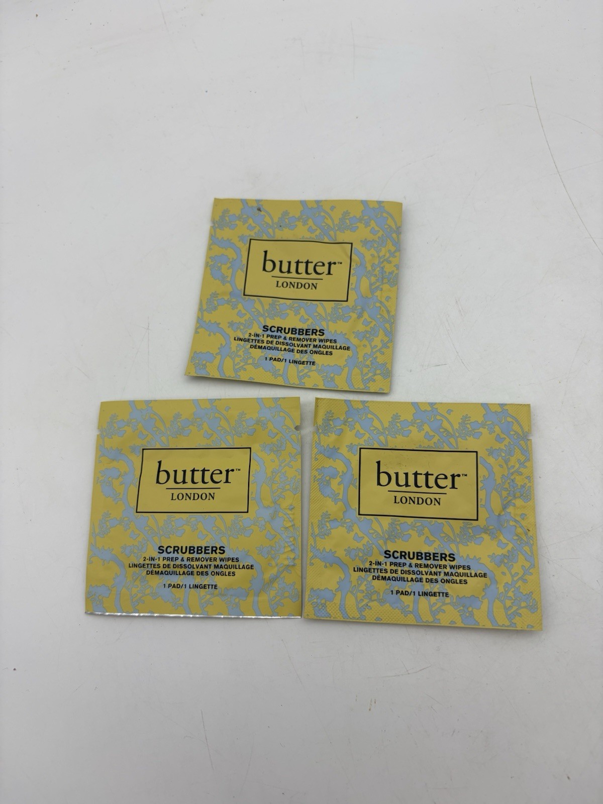 Butter London Scrubbers 2 in 1 Prep & Remover Wipes 1 Single Pad Lot Of 3