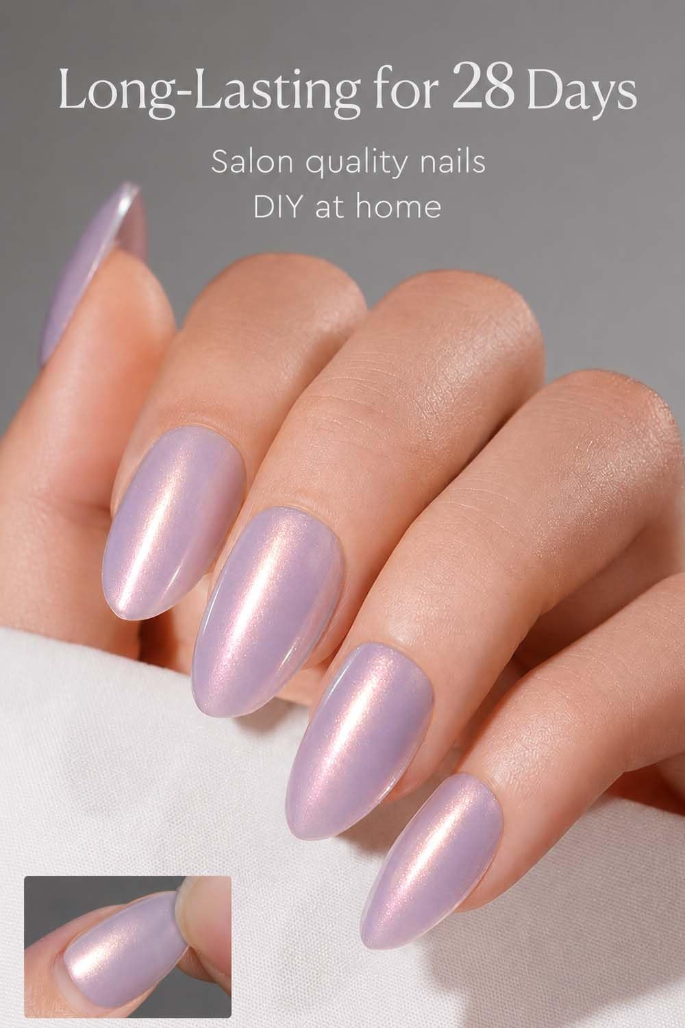 AZUREBEAUTY lavender pearl chrome short nails