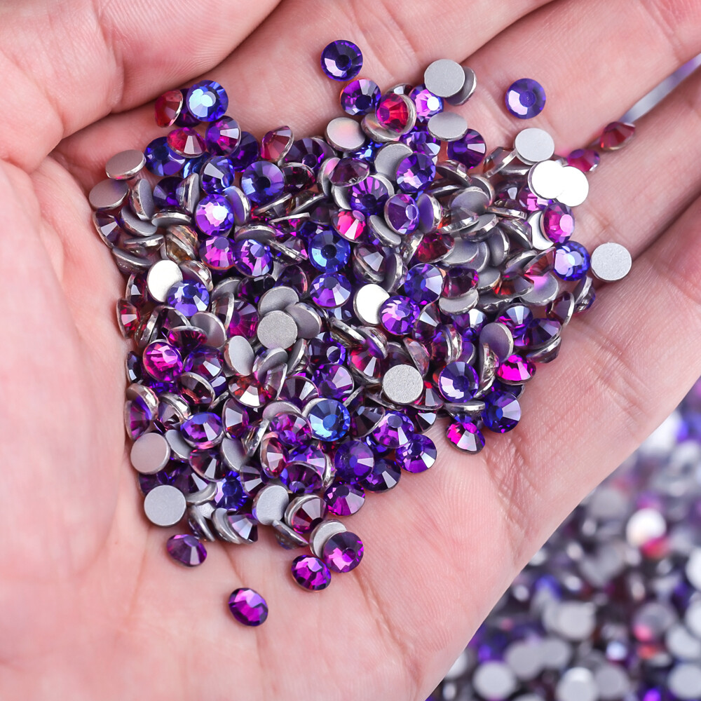 Purple Velvet Crystal Rhinestones Flatback Glass Gems for DIY Crafts Nails Decor