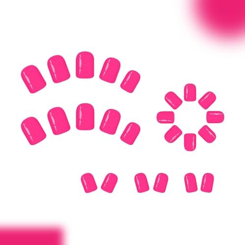 Hot Pink Solid Color Square Nails – 24Pcs – 10 A25 – Hot Pink Nails Short Press