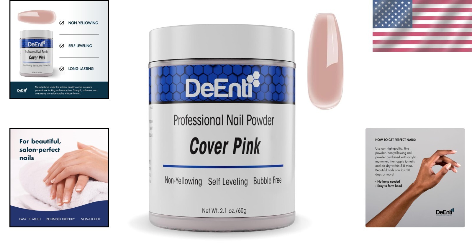 DeEnti 2oz Cover Pink Acrylic Nail Powder Dip – Salon Quality for Home Manicures